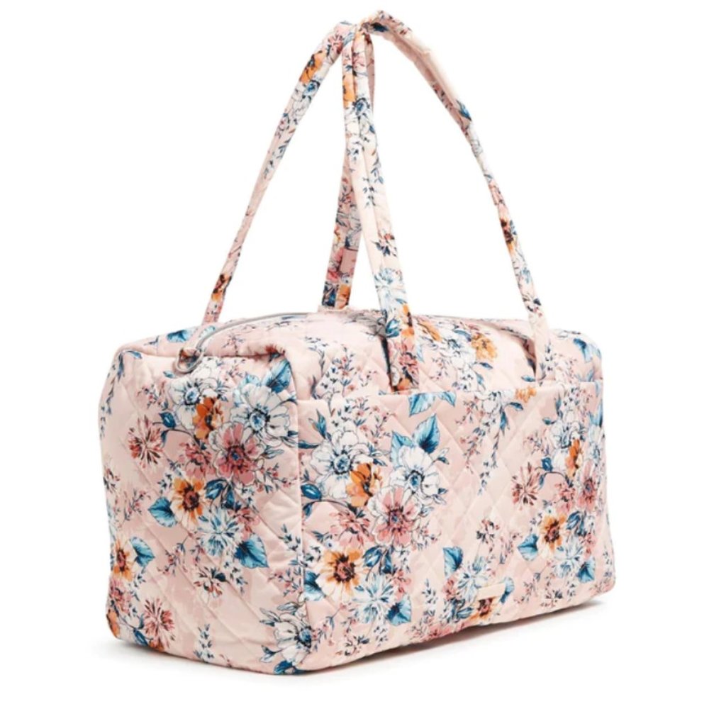Vera Bradley Peach Blossom Bouquet Large Travel Duffel Bag Weekender Twill NWT - Picture 2 of 12
